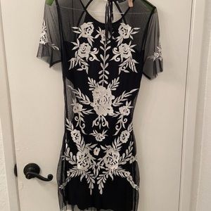 Mesh Black and white dress.